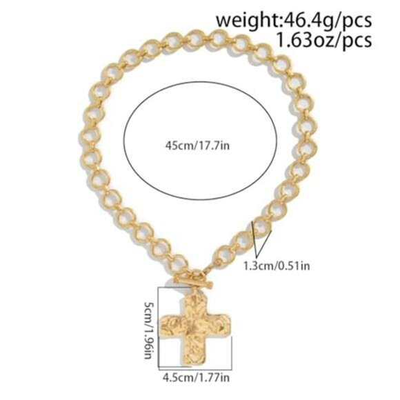 Gold Chunky Cross Necklace for Women Statement Cross Pendant Necklace - Picture 5 of 8